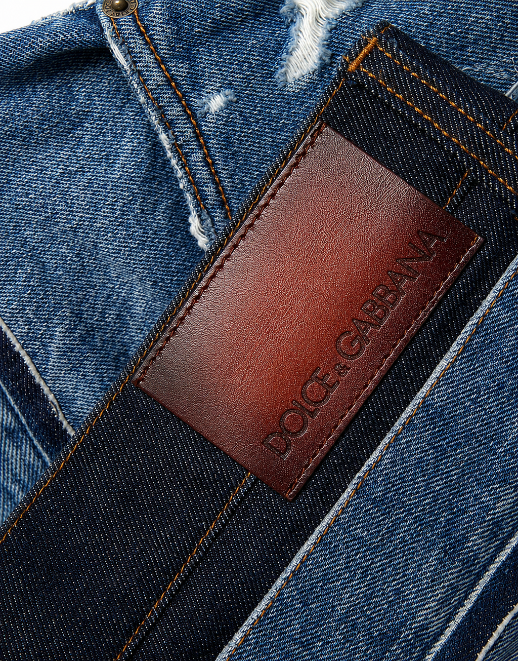 Jeans Denim da Uomo Dolce & Gabbana in Cotone Blu Strappato