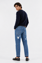 Jeans Denim da Uomo Dolce & Gabbana in Cotone Blu Strappato
