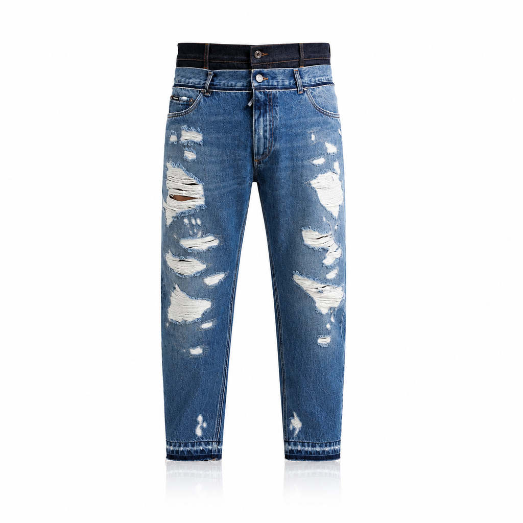 Jeans Denim da Uomo Dolce & Gabbana in Cotone Blu Strappato