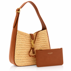 Saint Laurent Le 5 À 7 Raffia & Leather Shoulder Bag