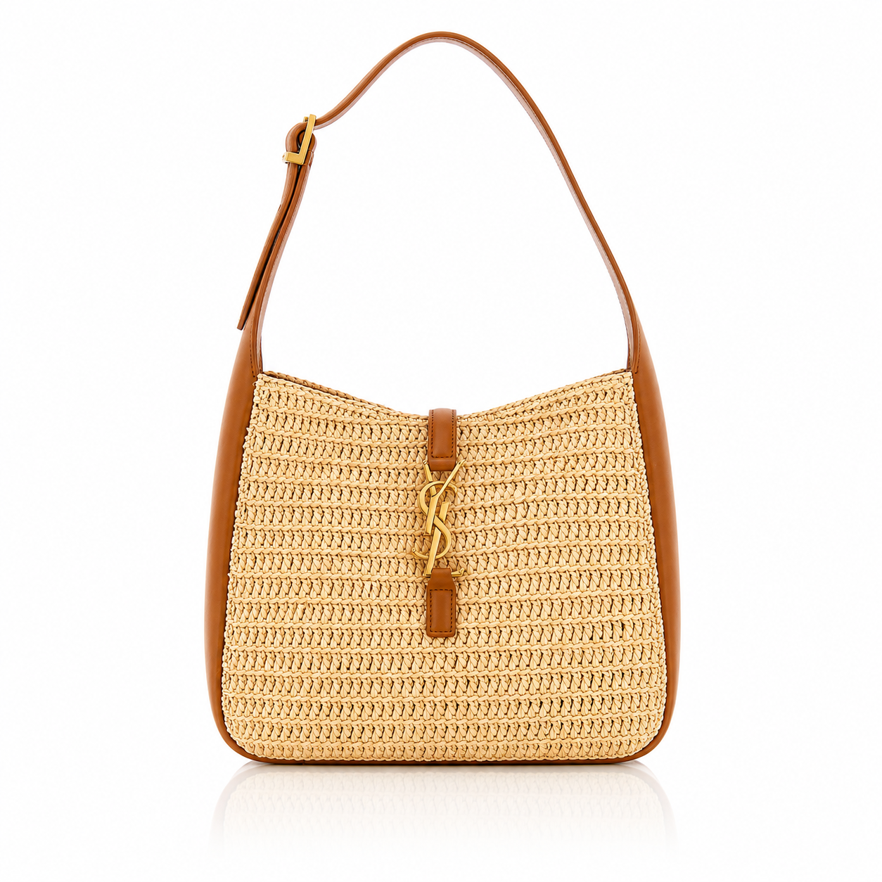 Saint Laurent Le 5 À 7 Raffia & Leather Shoulder Bag
