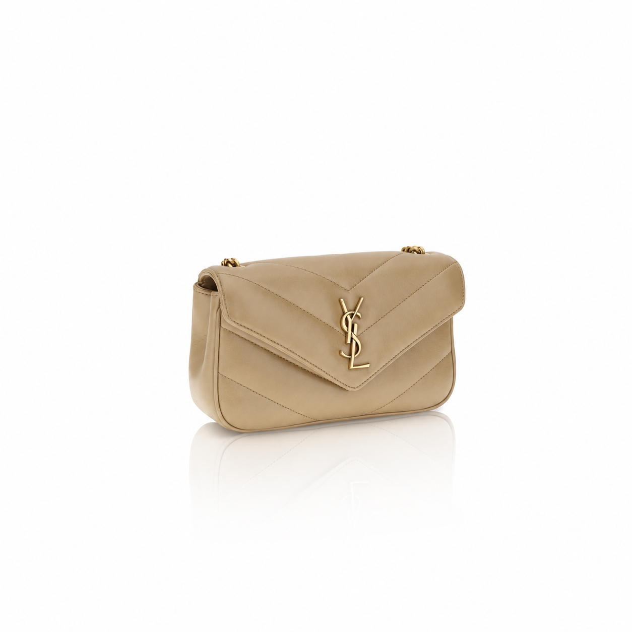 Borsa a Spalla Saint Laurent Beige in Agnello Ovis Aries Aries