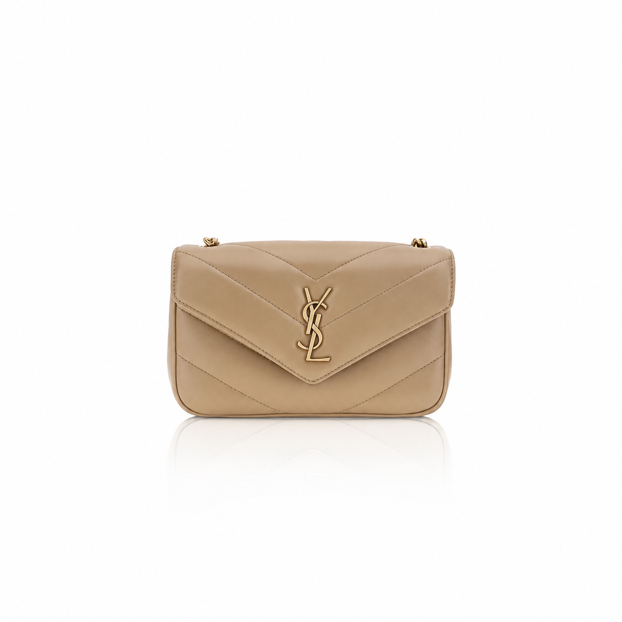 Borsa a Spalla Saint Laurent Beige in Agnello Ovis Aries Aries