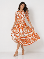 Dolce & Gabbana Majolica Silk Midi Dress