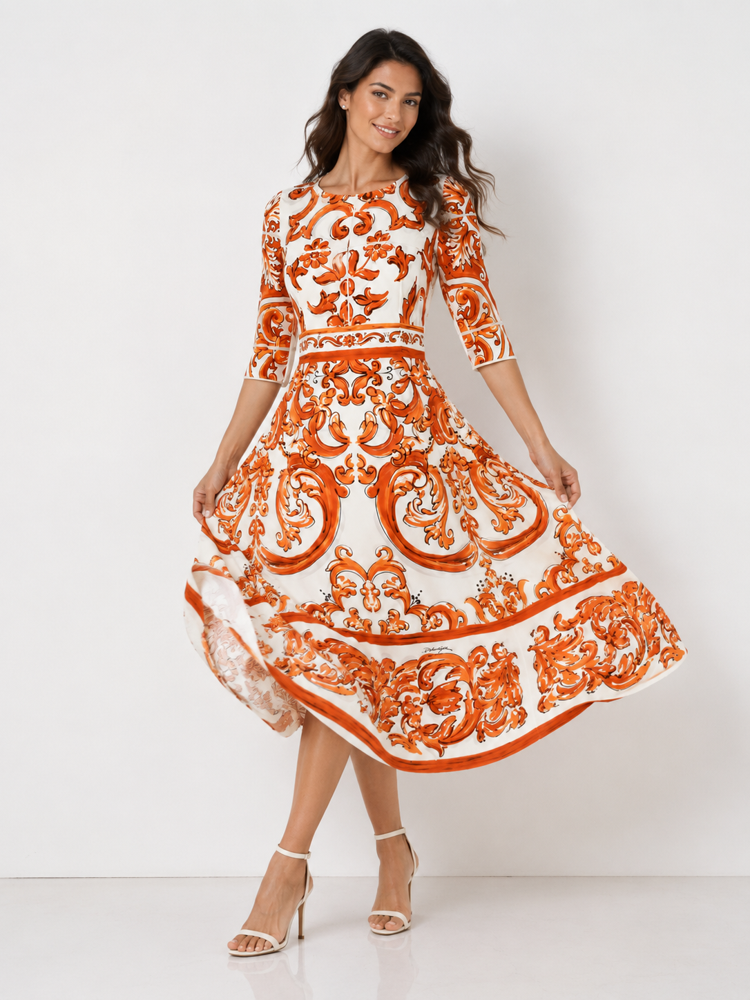 Dolce & Gabbana Majolica Silk Midi Dress