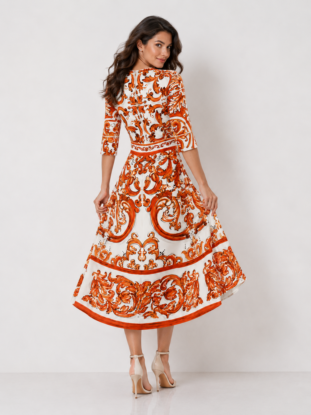 Dolce & Gabbana Majolica Silk Midi Dress