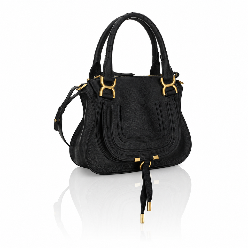 Chloé Small Marcie Black Grained Leather