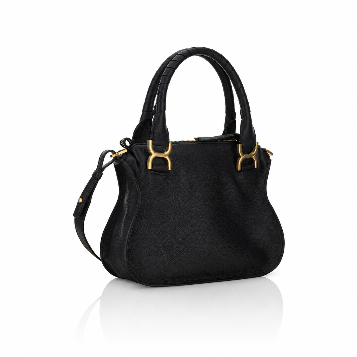 Chloé Small Marcie Black Grained Leather