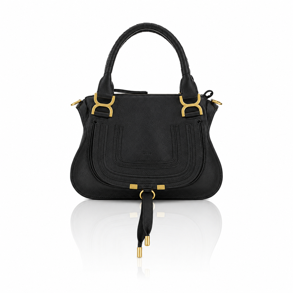 Chloé Small Marcie Black Grained Leather