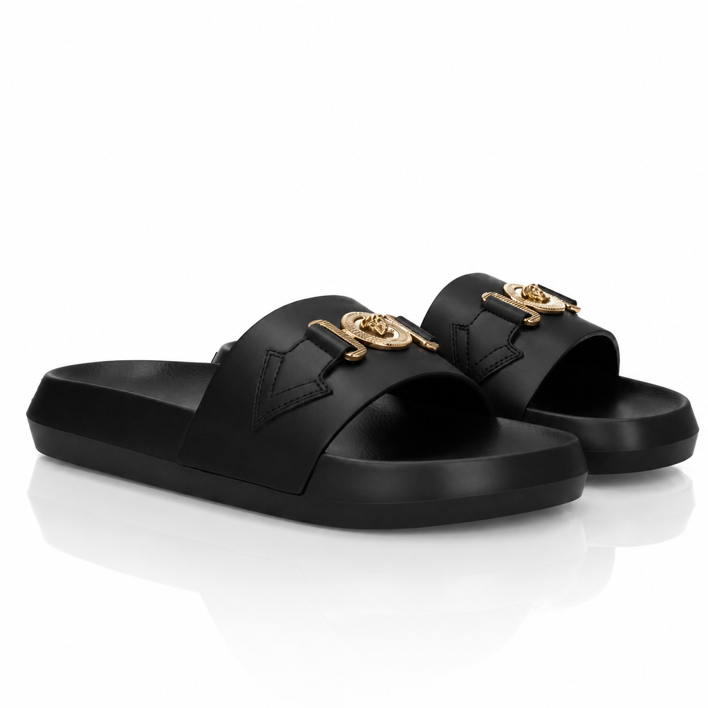 Versace Medusa Biggie Calf Leather Black Slides