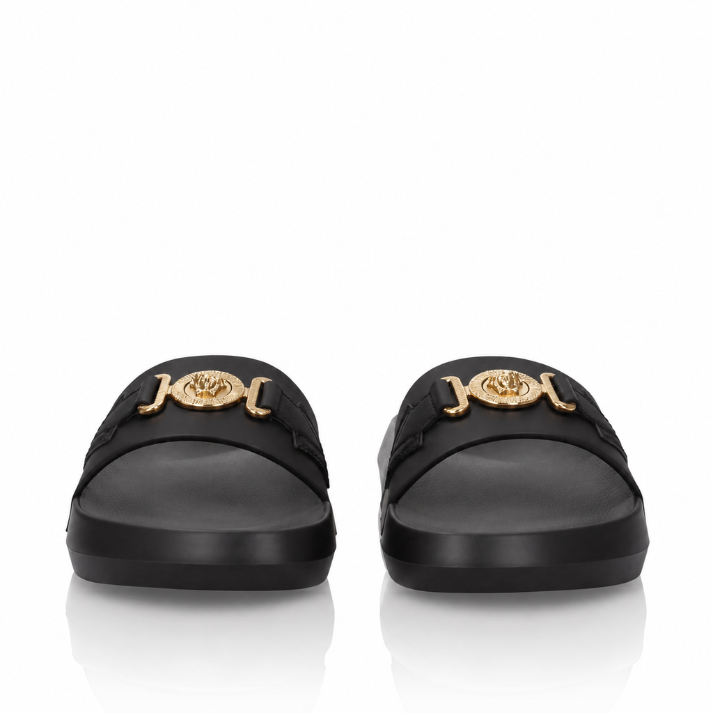 Versace Medusa Biggie Calf Leather Black Slides