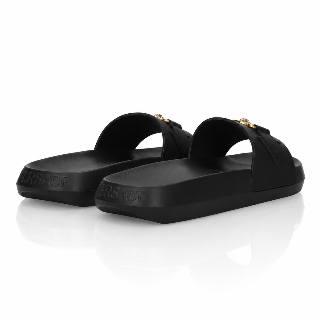Versace Medusa Biggie Calf Leather Black Slides