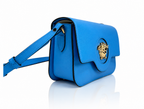 Versace La Medusa Cerulean Blue Leather Crossbody Bag