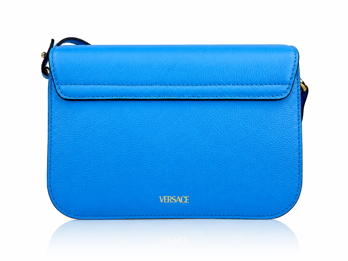 Versace La Medusa Cerulean Blue Leather Crossbody Bag