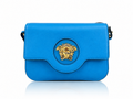 Versace La Medusa Cerulean Blue Leather Crossbody Bag