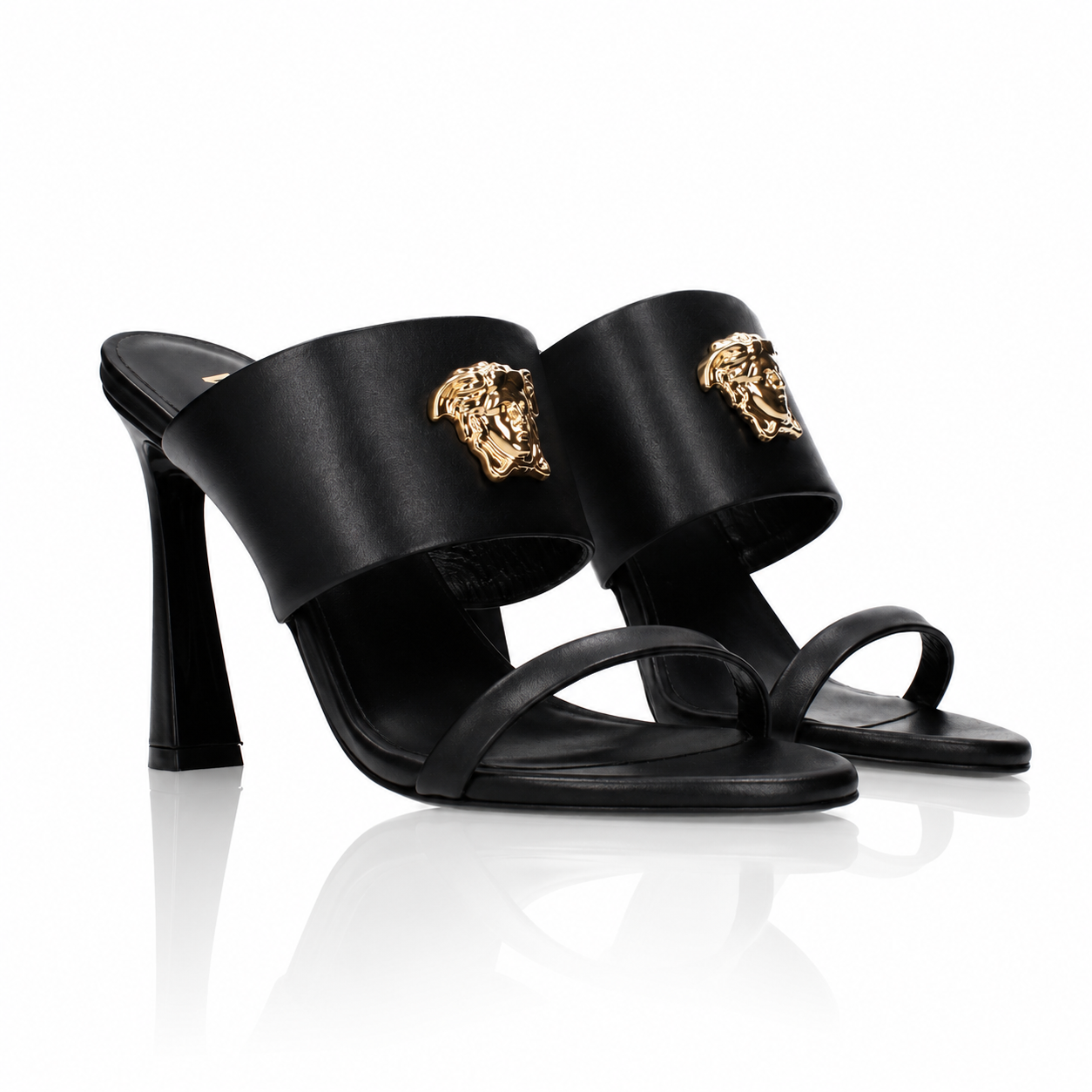 Versace La Medusa Wide-Strap Heeled Mule