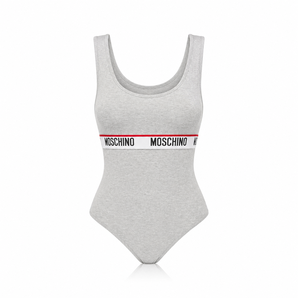 Body Moschino grigio a righe orizzontali