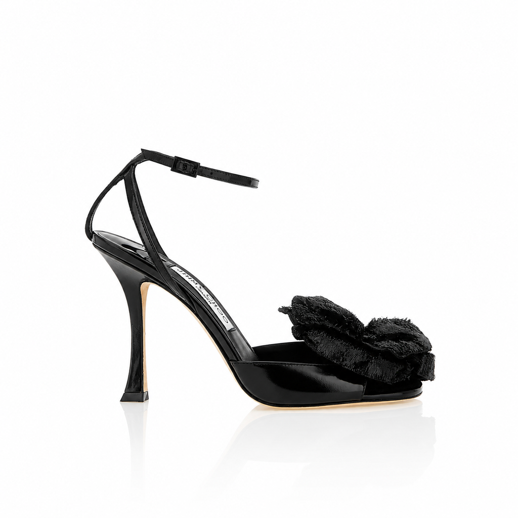 Jimmy Choo Mimmi 100 Floral-Appliqué Leather Sandals