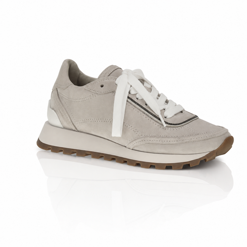 Brunello Cucinelli Suede Monili Light Grey Sneakers