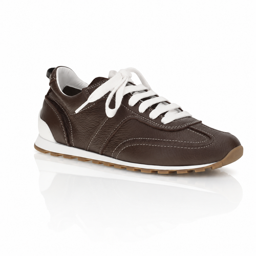 Brunello Cucinelli Mahogany Grained Leather Monili Sneakers