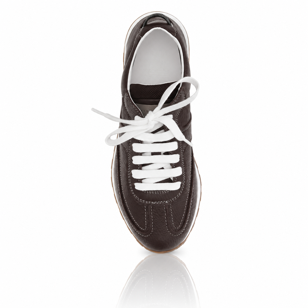 Brunello Cucinelli Mahogany Grained Leather Monili Sneakers