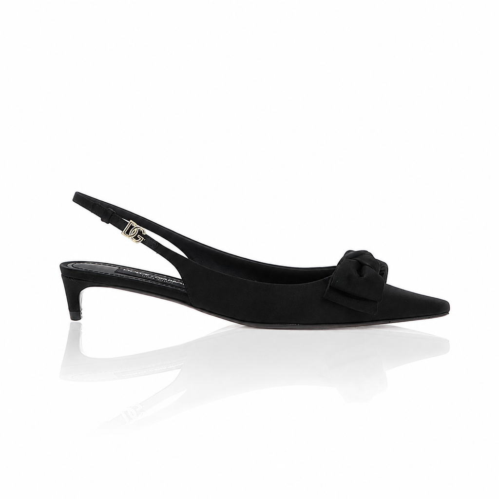 Dolce & Gabbana Mun Satin Bow Slingback Pumps