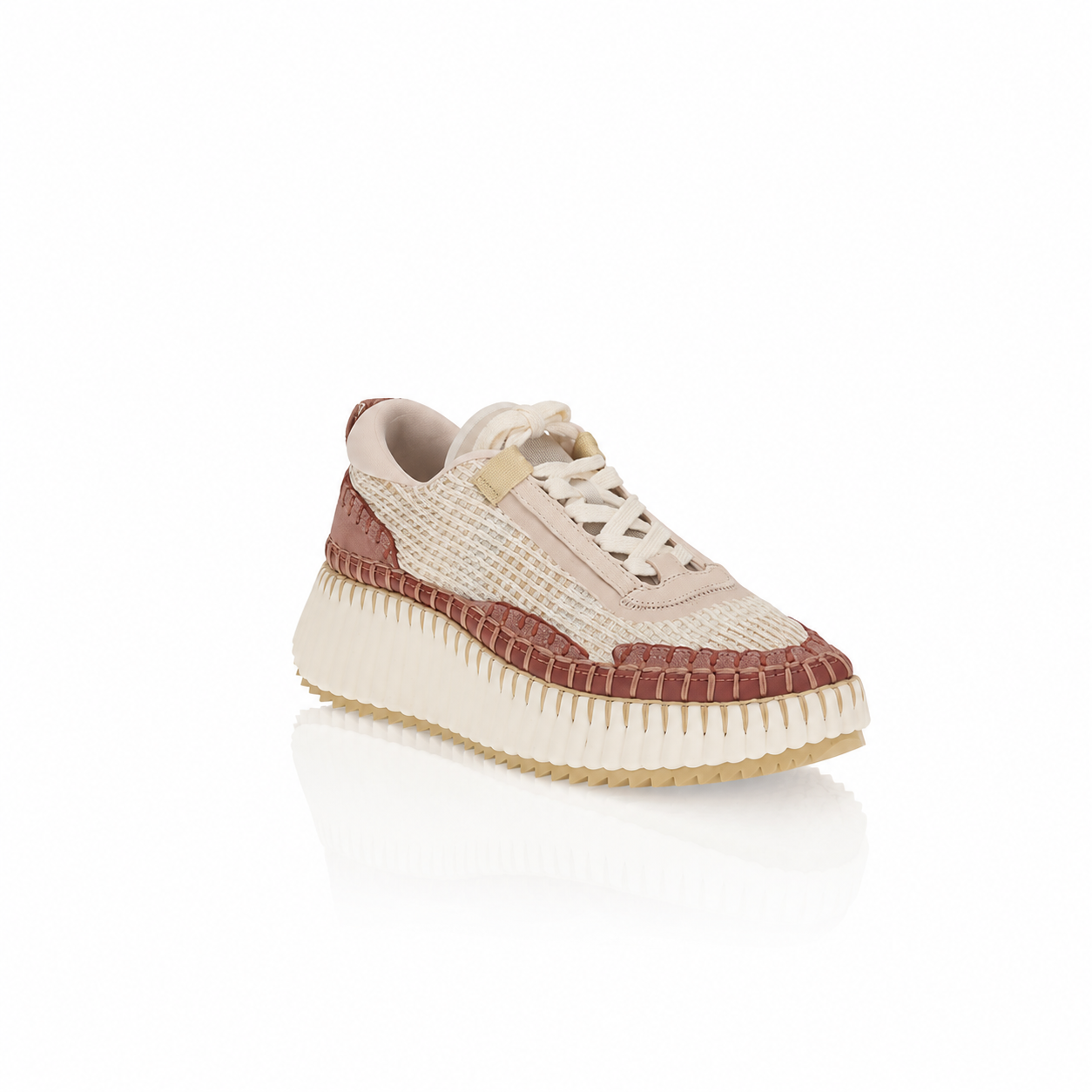 Chloé Nama Maple Pink Embroidered Sneakers