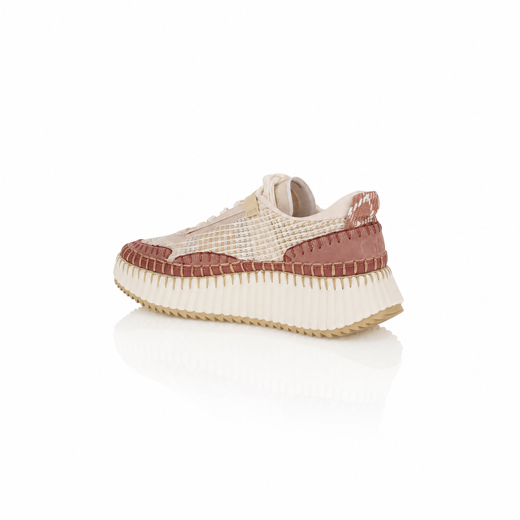 Chloé Nama Maple Pink Embroidered Sneakers
