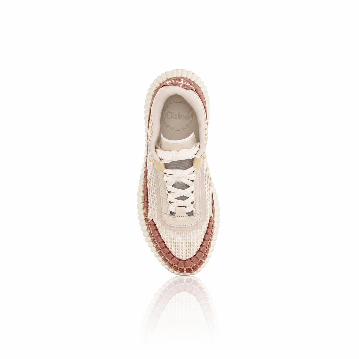 Chloé Nama Maple Pink Embroidered Sneakers