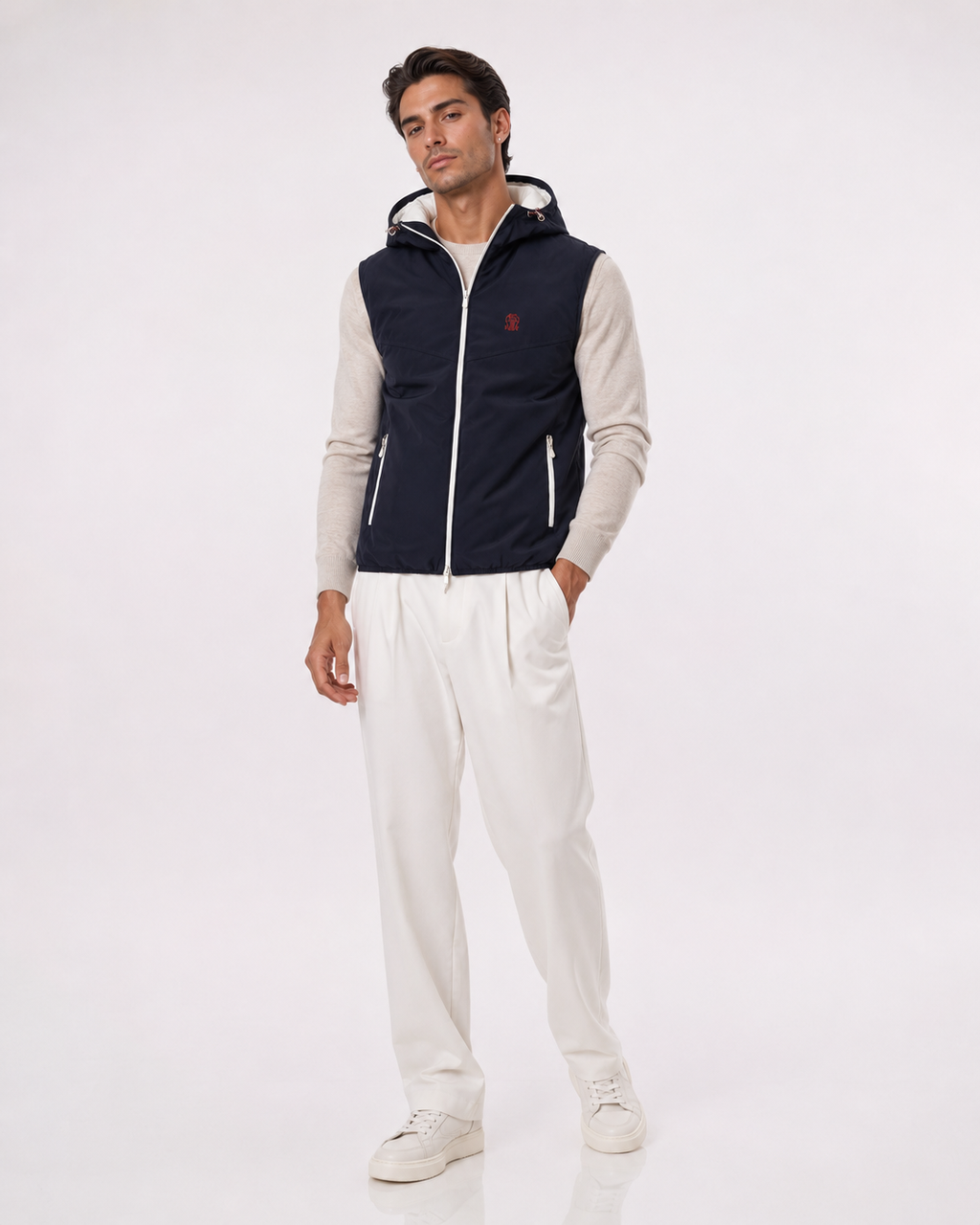Brunello Cucinelli Navy Hooded Gilet
