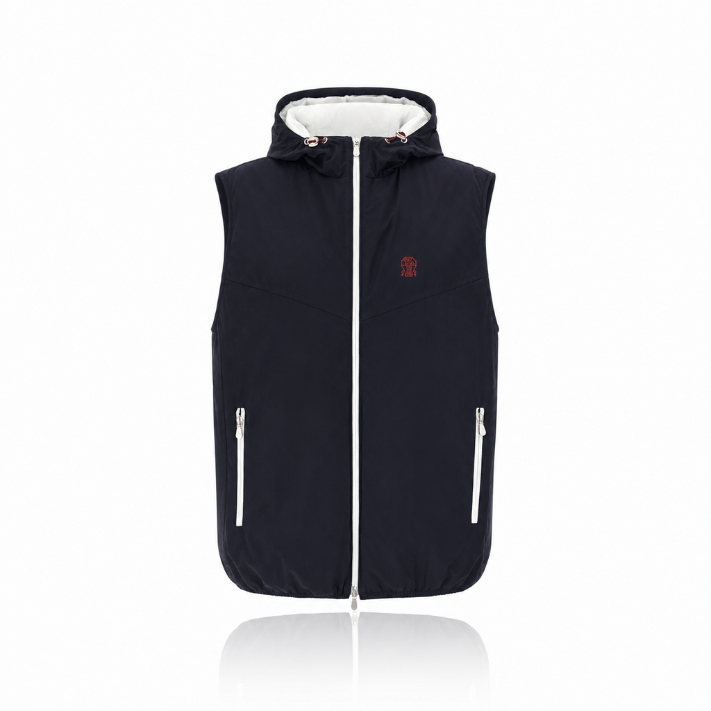Brunello Cucinelli Navy Hooded Gilet