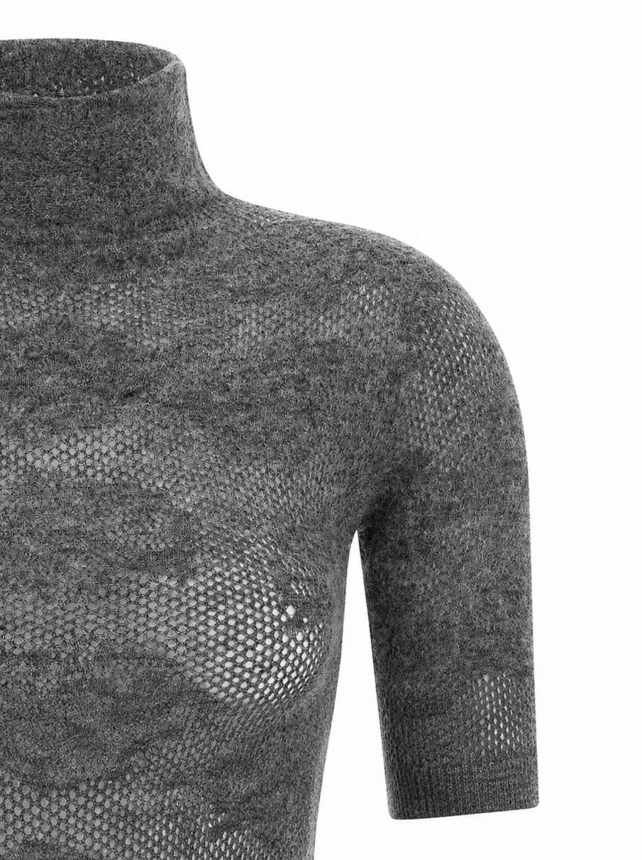 Brunello Cucinelli Openwork Short Sleeve Top