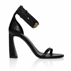 Versace Ora Medusa Black Croc-Embossed Leather Heels