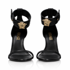 Versace Ora Medusa Black Croc-Embossed Leather Heels