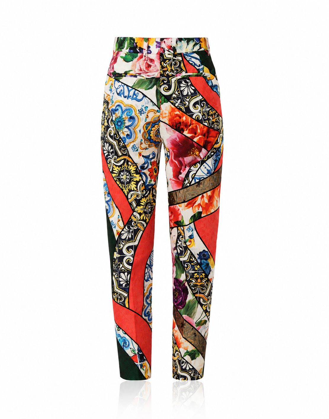 Dolce & Gabbana Patchwork Jacquard High Waist Pants
