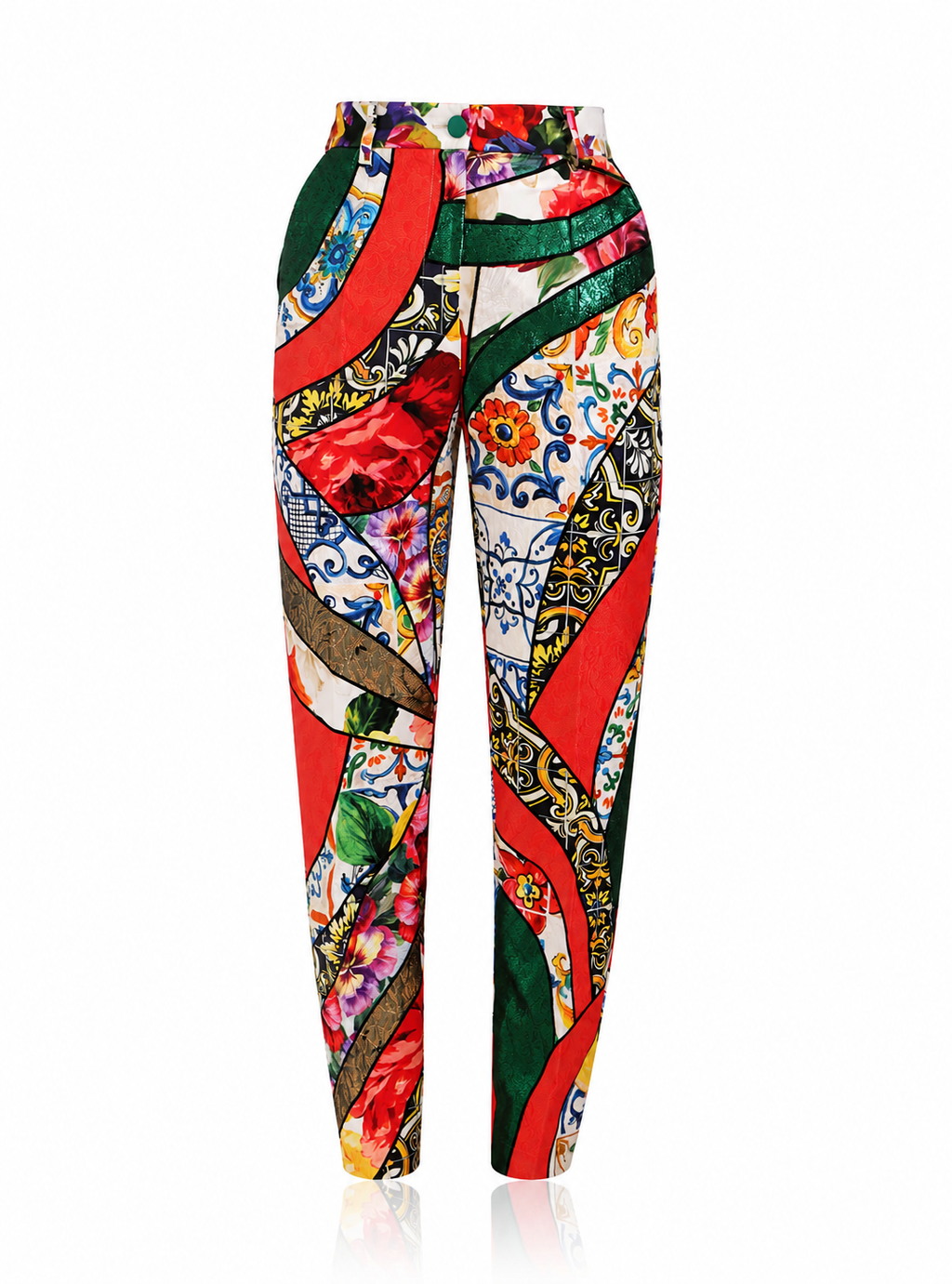 Dolce & Gabbana Patchwork Jacquard High Waist Pants