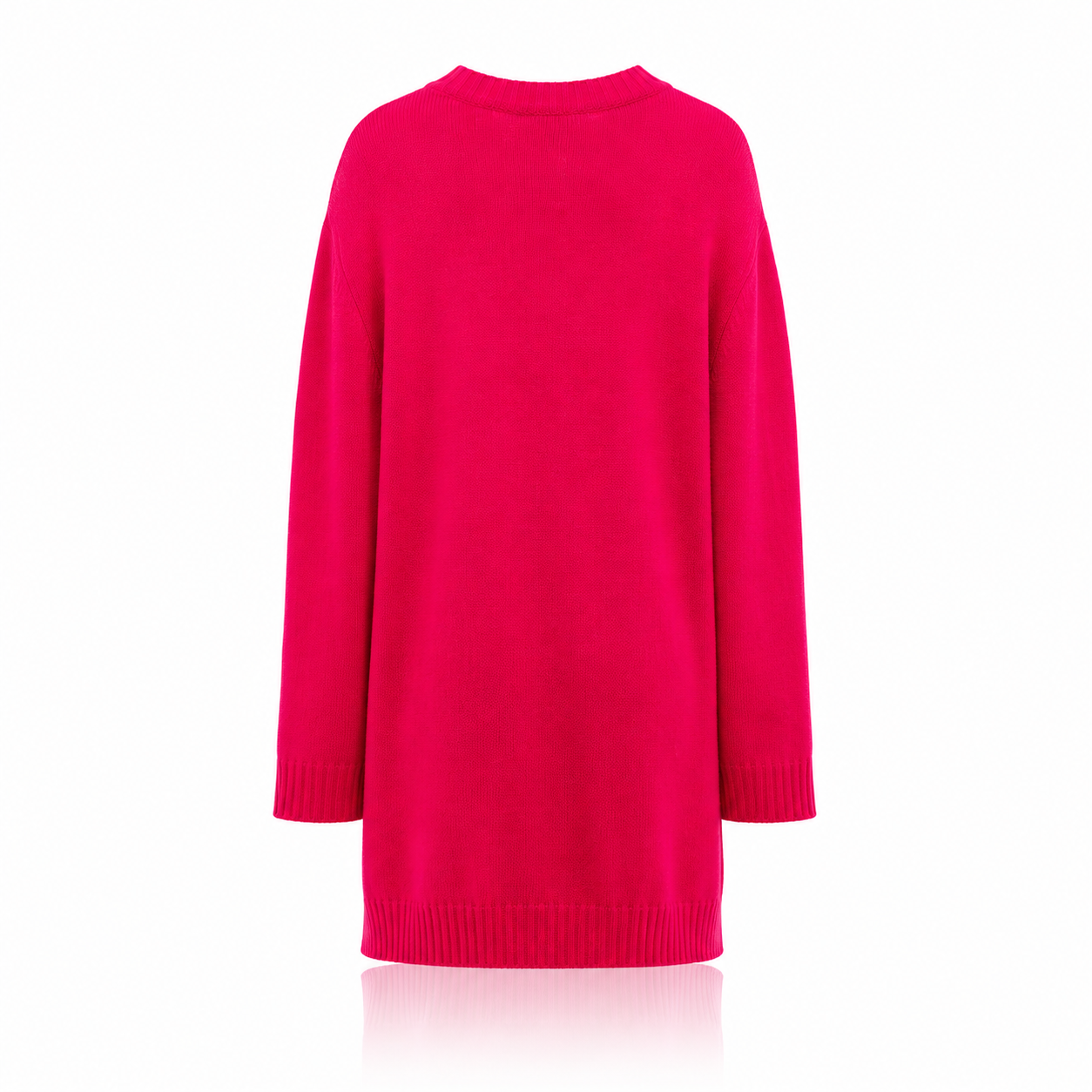 Moschino Rhinestone Peace Knitted Sweater Dress Fuchsia