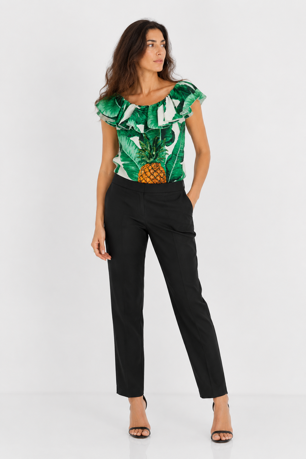 Dolce & Gabbana Pineapple Banana Ruffle Blouse