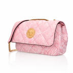 Versace Pink Baroque Jacquard Quilted Medusa Shoulder Bag