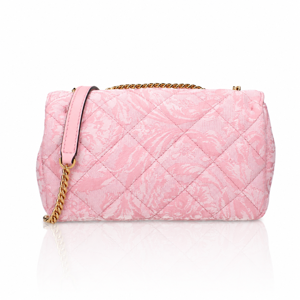Versace Pink Baroque Jacquard Quilted Medusa Shoulder Bag