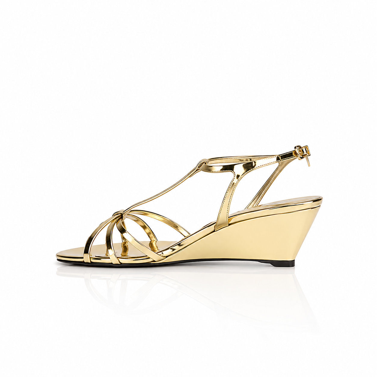 Prada Platino Leather Wedge Sandals