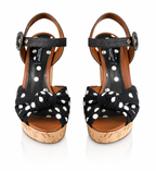 Dolce & Gabbana Polka Dot Raffia Wedge Sandals