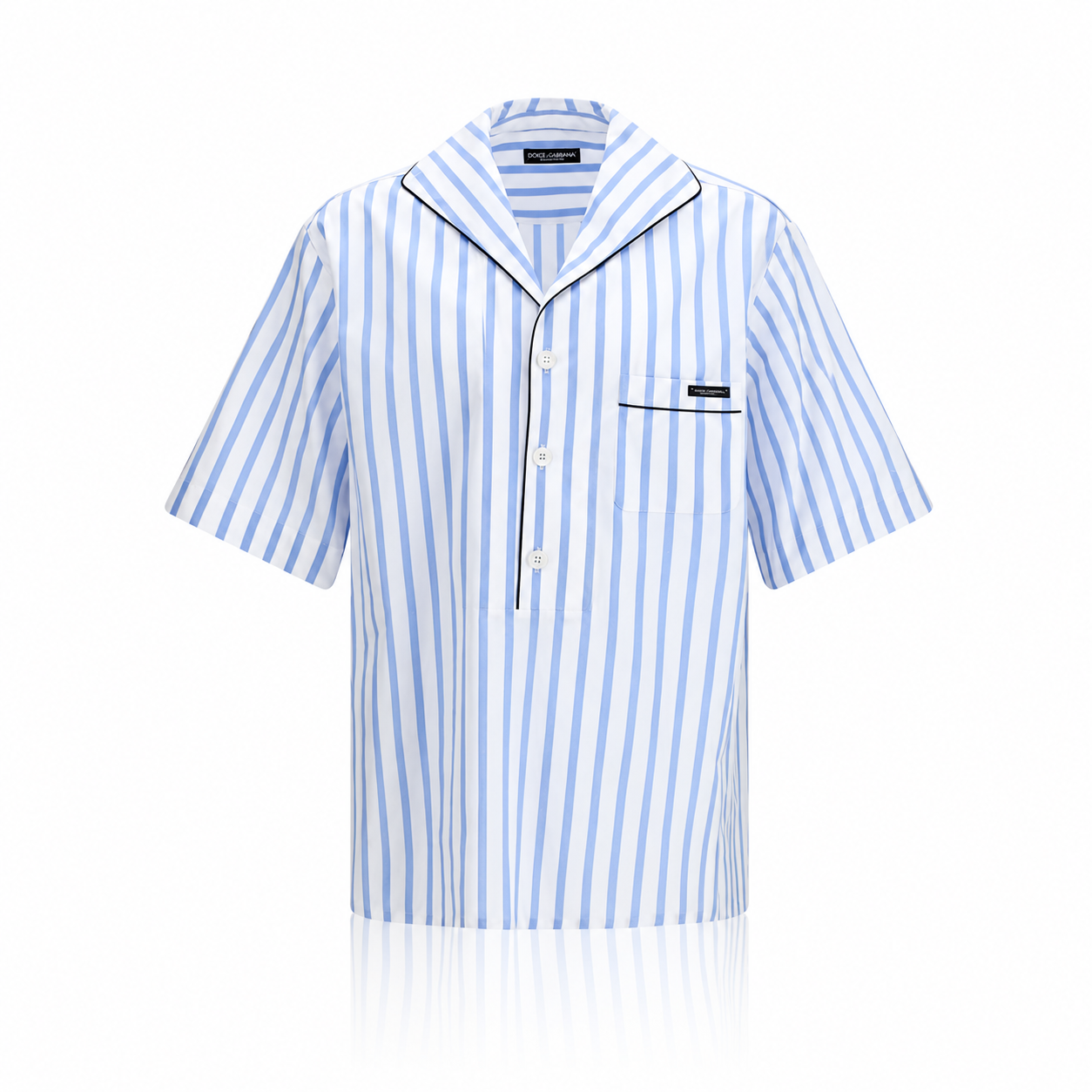 Dolce & Gabbana Short Sleeve Striped Poplin Shirt
