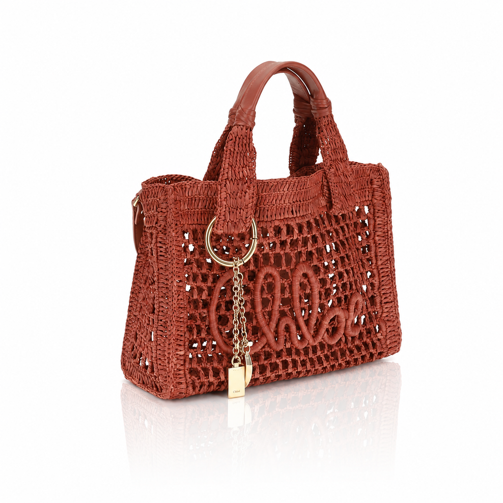 Chloé Raffia Banana East-West Tote Bag