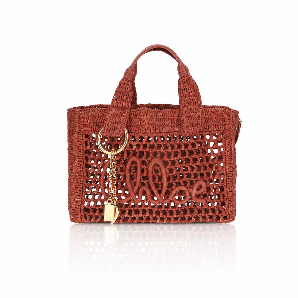 Chloé Raffia Banana East-West Tote Bag