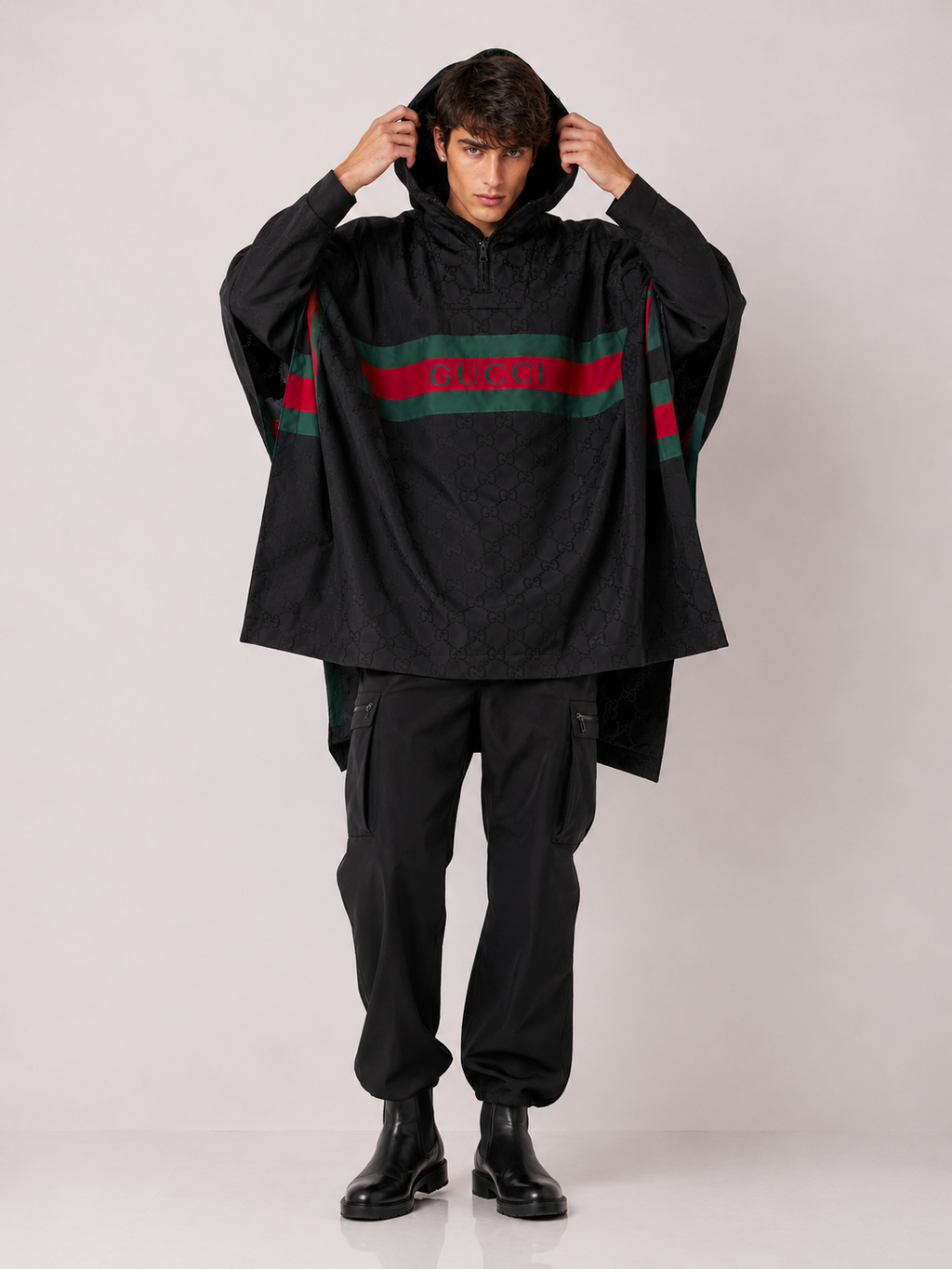 Gucci Hooded Rain Poncho Web Stripe