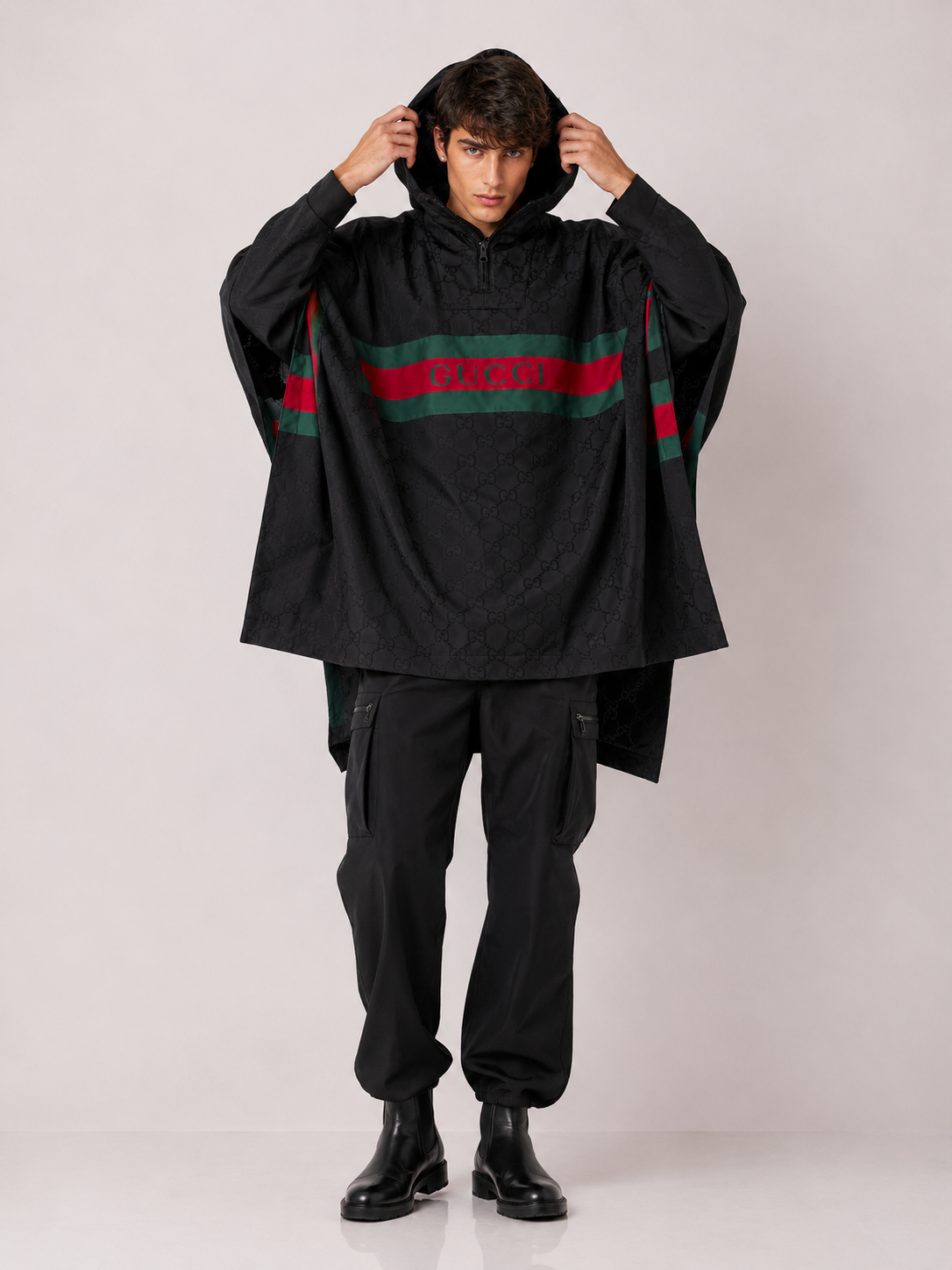 Gucci Hooded Rain Poncho Web Stripe