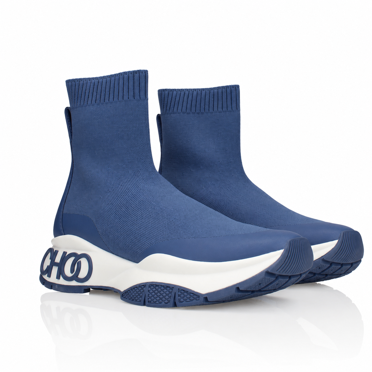 Jimmy Choo Raine Sock High-Top Blue Sneakers