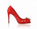 Dolce & Gabbana Red Taormina Lace Crystal Pumps