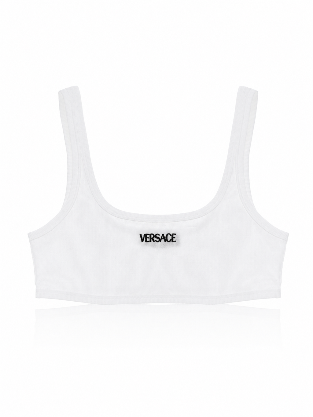 Versace White Ribbed Cotton Bra